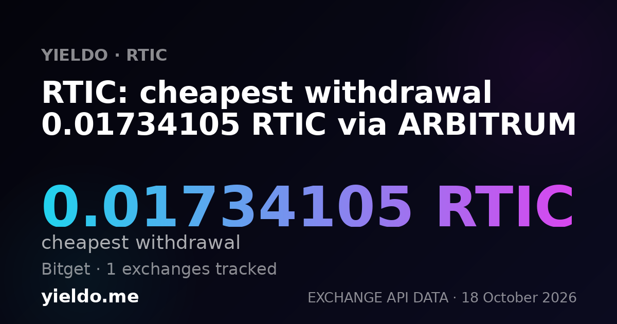 RTIC: cheapest withdrawal 0.01734105 RTIC via ARBITRUM