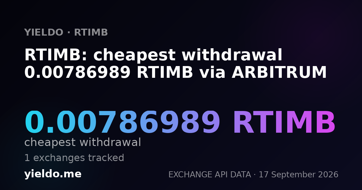 RTIMB: cheapest withdrawal 0.00786989 RTIMB via ARBITRUM