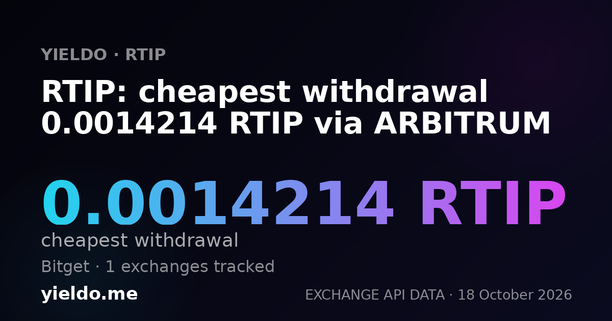 RTIP: cheapest withdrawal 0.0014214 RTIP via ARBITRUM