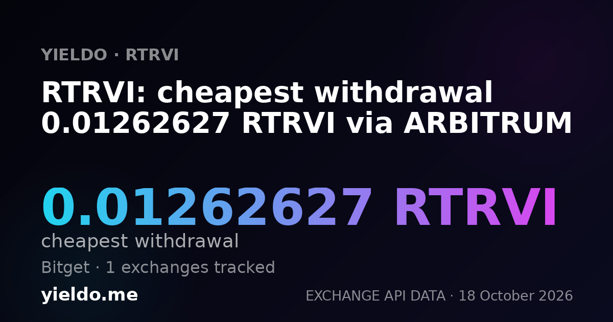 RTRVI: cheapest withdrawal 0.01262627 RTRVI via ARBITRUM