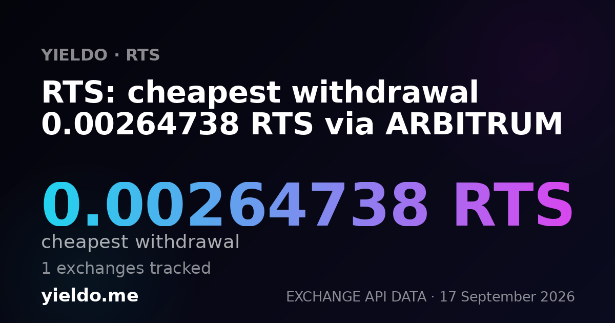RTS: cheapest withdrawal 0.00264738 RTS via ARBITRUM