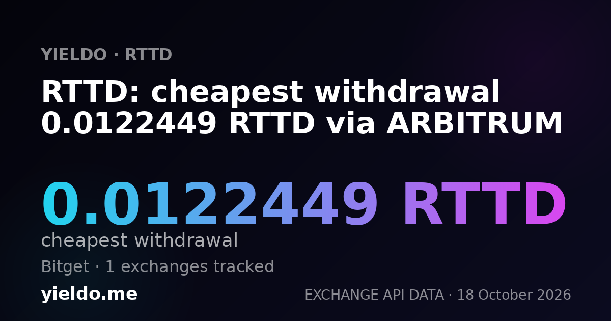 RTTD: cheapest withdrawal 0.0122449 RTTD via ARBITRUM