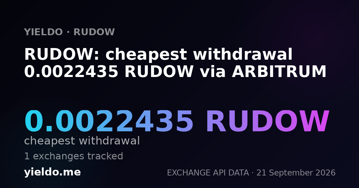 RUDOW: cheapest withdrawal 0.0022435 RUDOW via ARBITRUM