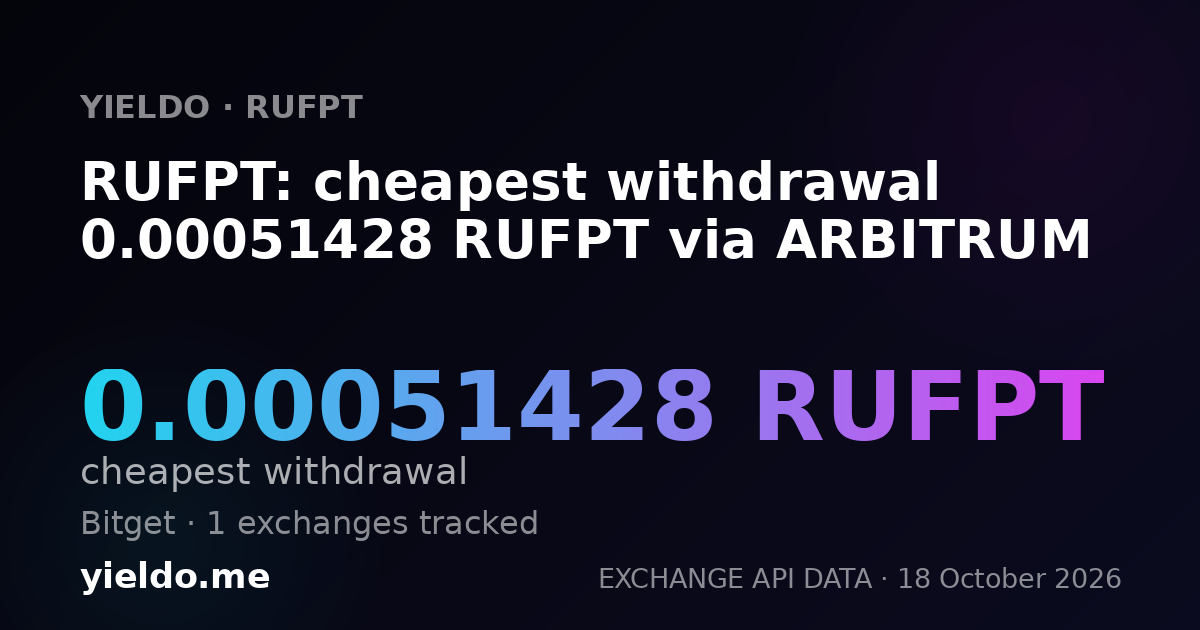 RUFPT: cheapest withdrawal 0.00051428 RUFPT via ARBITRUM