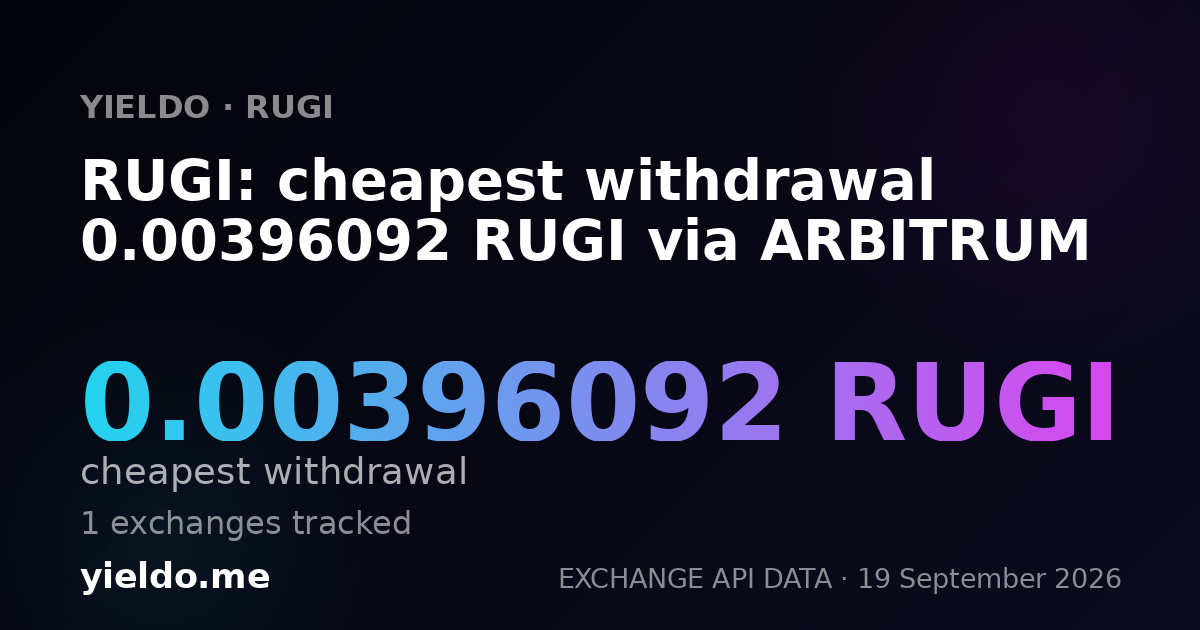 RUGI: cheapest withdrawal 0.00392876 RUGI via ARBITRUM