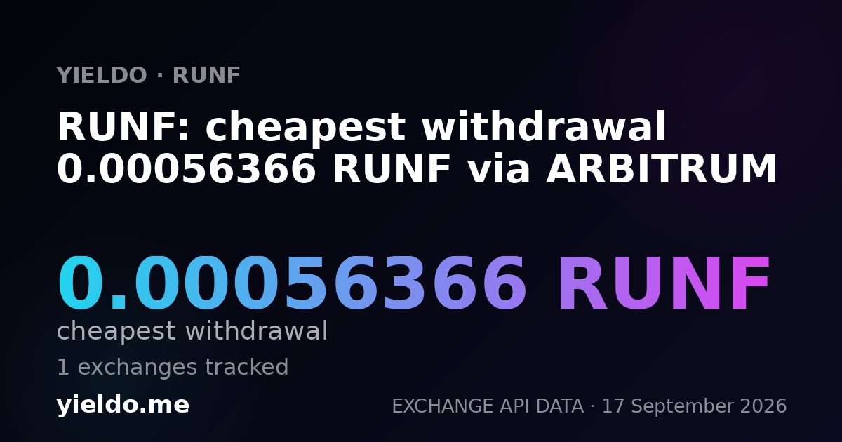 RUNF: cheapest withdrawal 0.00056366 RUNF via ARBITRUM