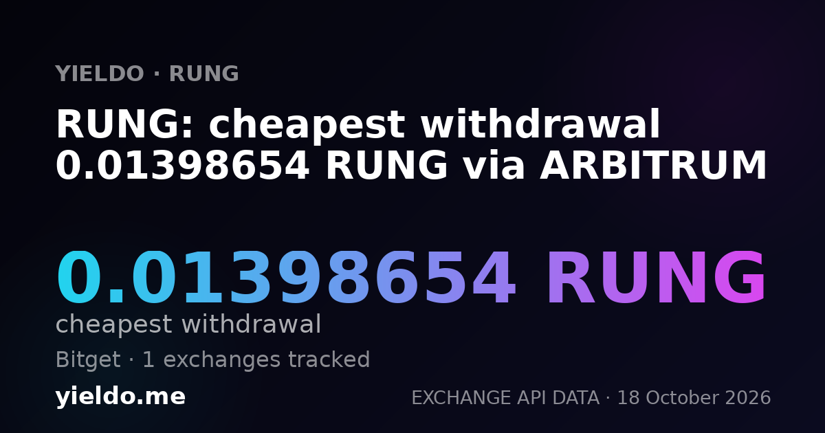 RUNG: cheapest withdrawal 0.01398654 RUNG via ARBITRUM