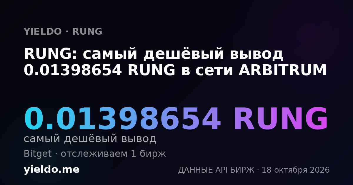 RUNG: самый дешёвый вывод 0.01398654 RUNG в сети ARBITRUM