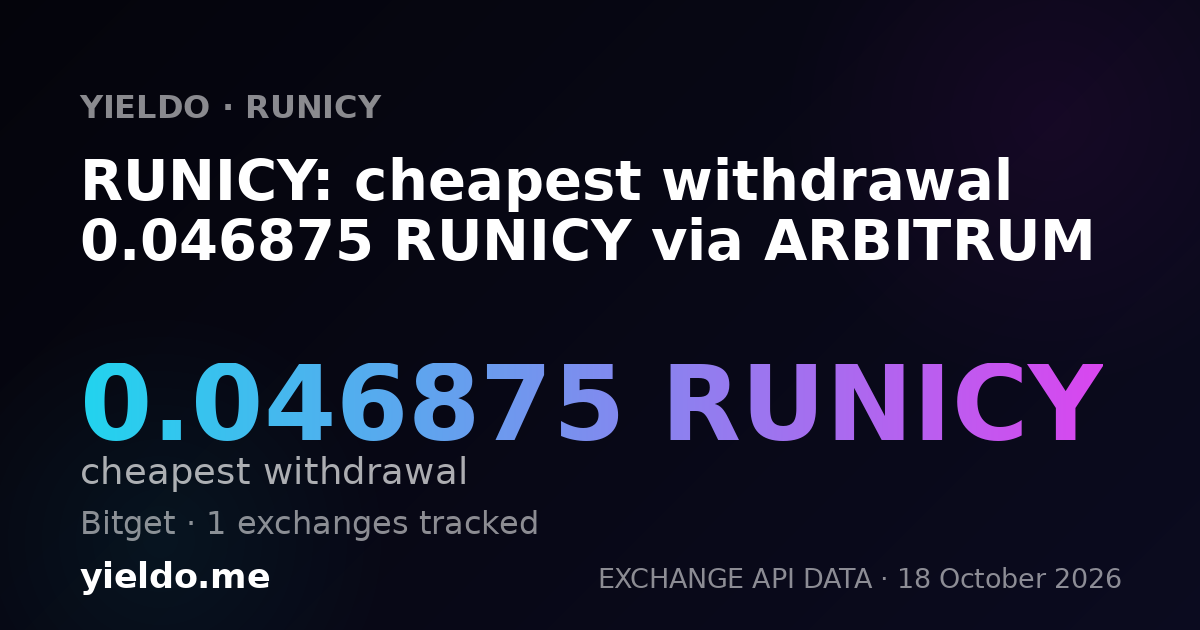 RUNICY: cheapest withdrawal 0.046875 RUNICY via ARBITRUM