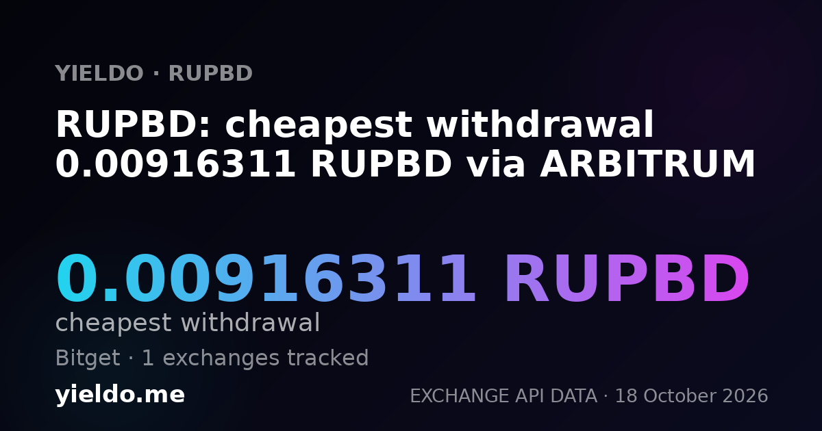 RUPBD: cheapest withdrawal 0.00916311 RUPBD via ARBITRUM
