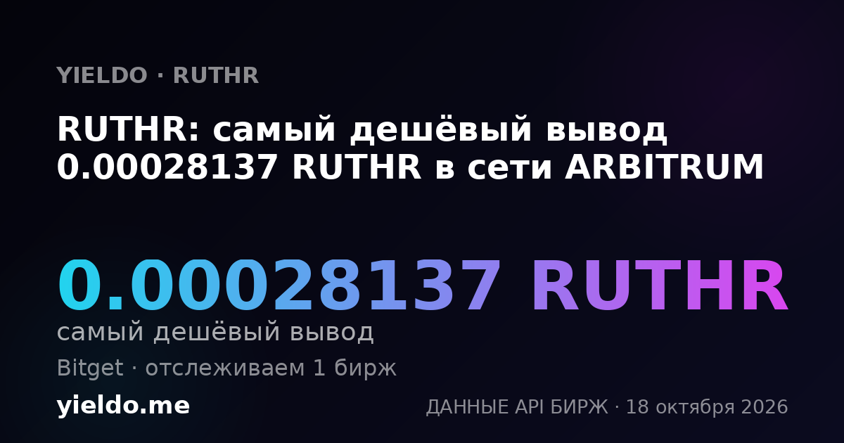 RUTHR: самый дешёвый вывод 0.00028137 RUTHR в сети ARBITRUM