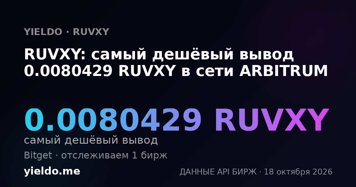 RUVXY: самый дешёвый вывод 0.0080429 RUVXY в сети ARBITRUM