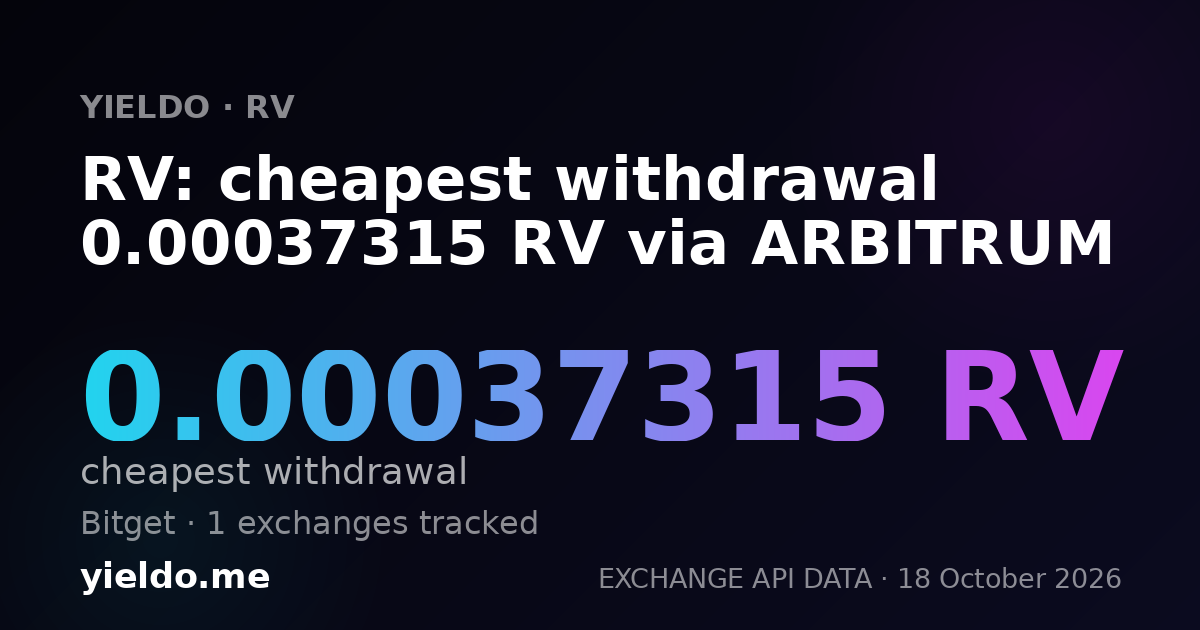 RV: cheapest withdrawal 0.00037315 RV via ARBITRUM
