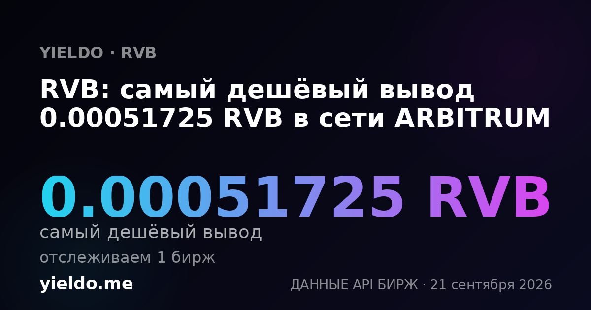RVB: самый дешёвый вывод 0.00051725 RVB в сети ARBITRUM