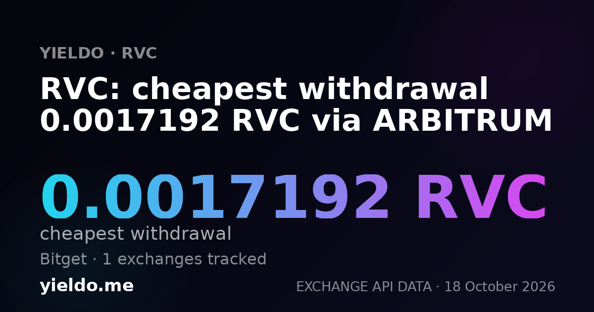 RVC: cheapest withdrawal 0.0017192 RVC via ARBITRUM