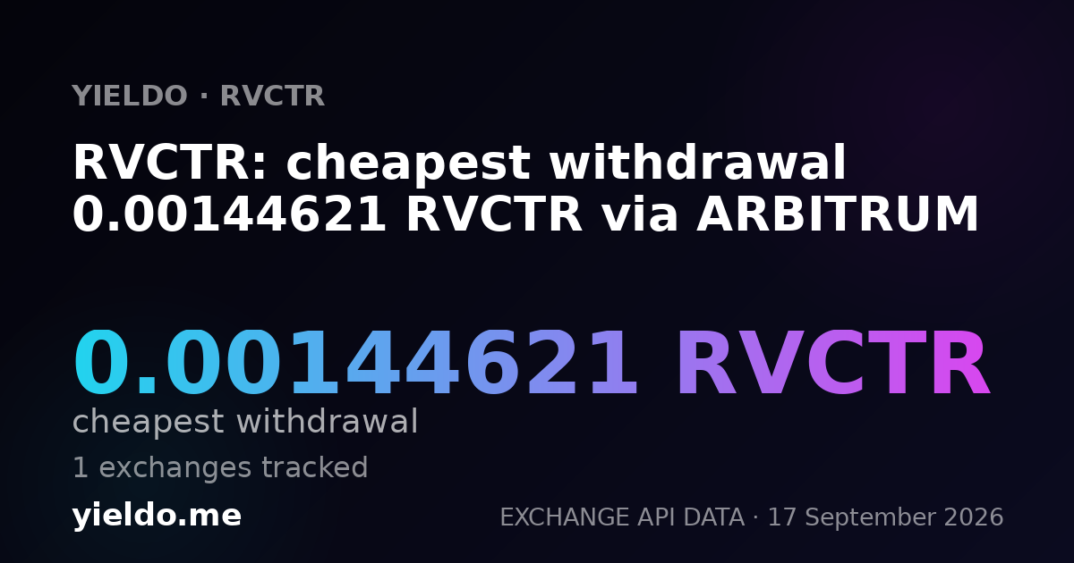 RVCTR: cheapest withdrawal 0.00144621 RVCTR via ARBITRUM
