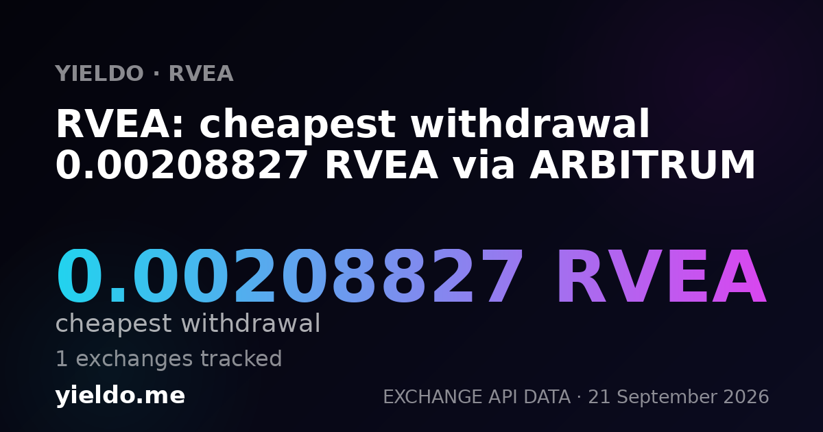 RVEA: cheapest withdrawal 0.00208827 RVEA via ARBITRUM