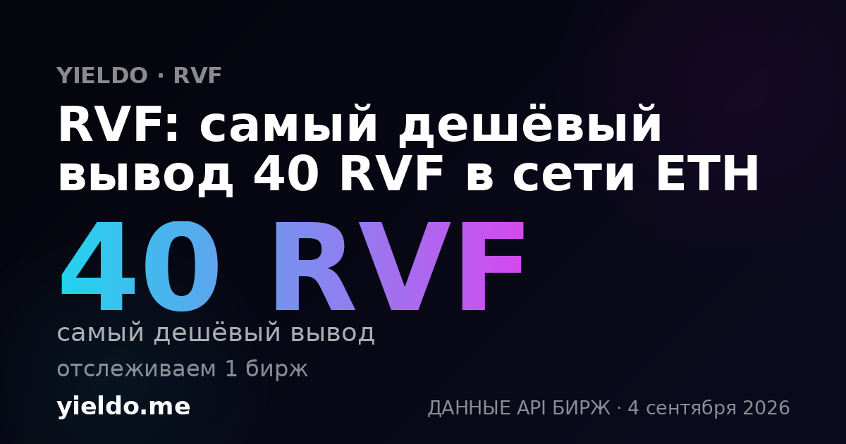 RVF: самый дешёвый вывод 40 RVF в сети ETH