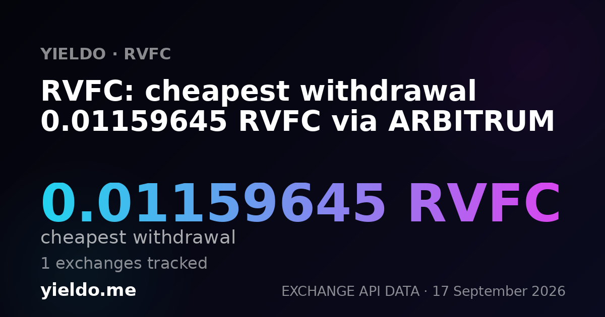 RVFC: cheapest withdrawal 0.01159645 RVFC via ARBITRUM