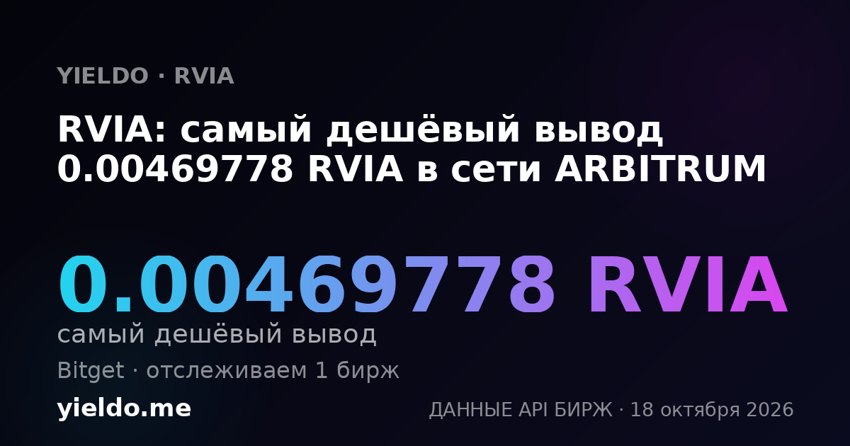 RVIA: самый дешёвый вывод 0.00469778 RVIA в сети ARBITRUM
