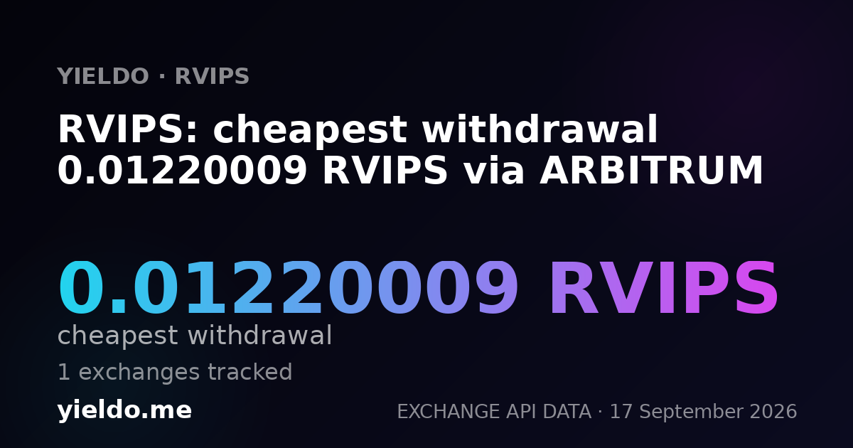 RVIPS: cheapest withdrawal 0.01206758 RVIPS via ARBITRUM