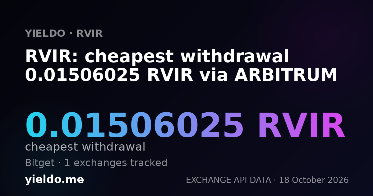RVIR: cheapest withdrawal 0.01506025 RVIR via ARBITRUM