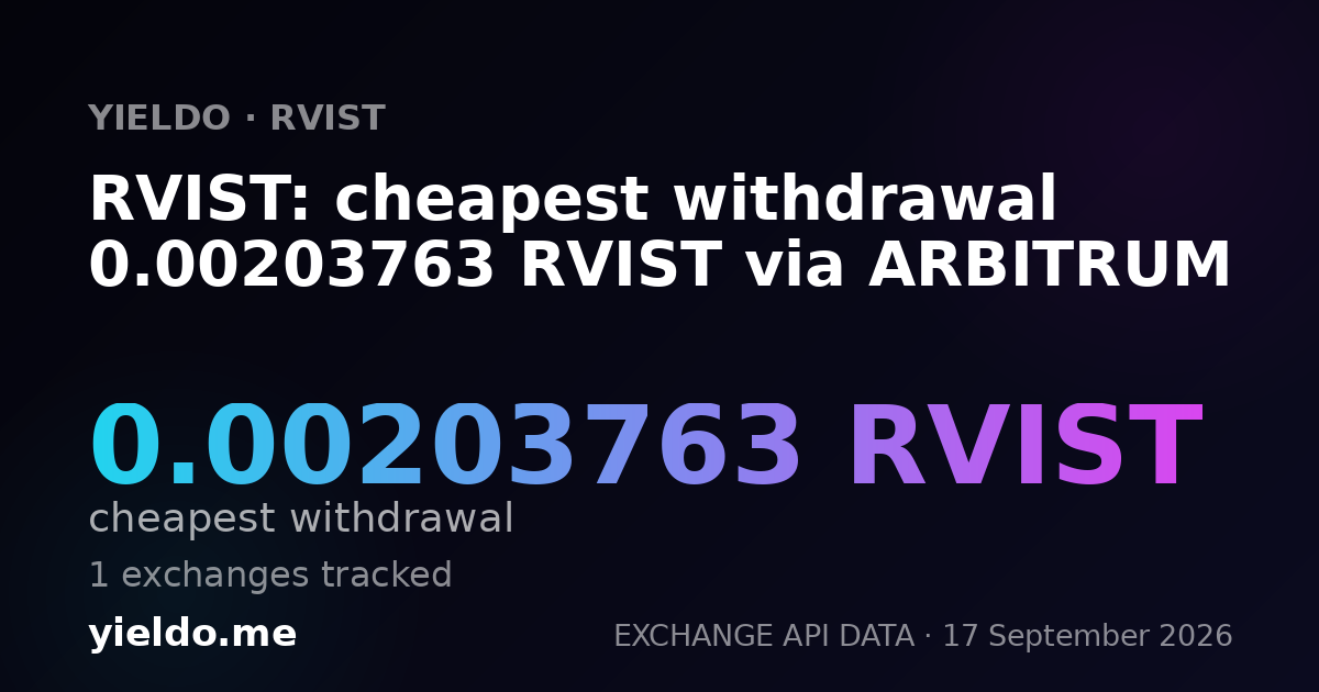 RVIST: cheapest withdrawal 0.00203763 RVIST via ARBITRUM