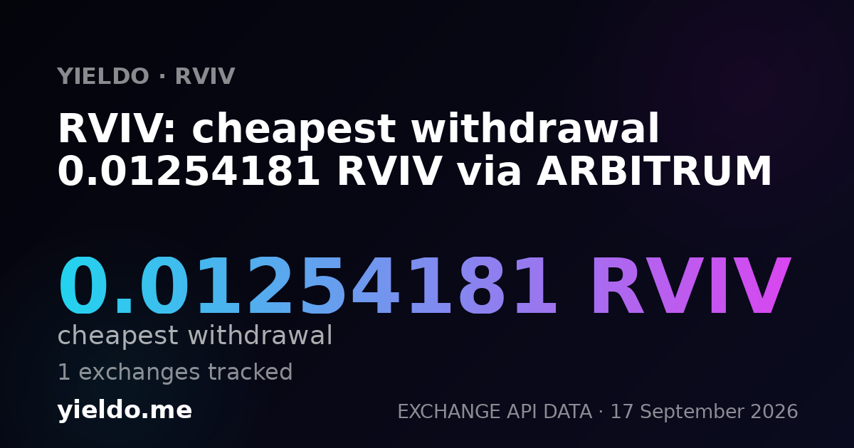 RVIV: cheapest withdrawal 0.01254181 RVIV via ARBITRUM