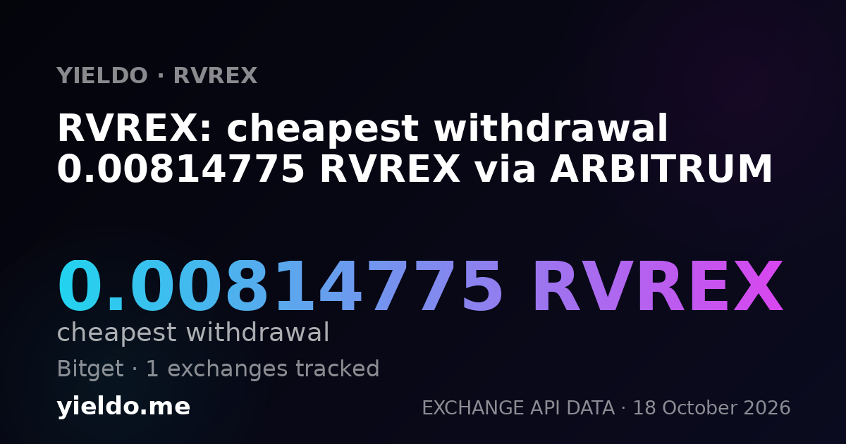 RVREX: cheapest withdrawal 0.00814775 RVREX via ARBITRUM