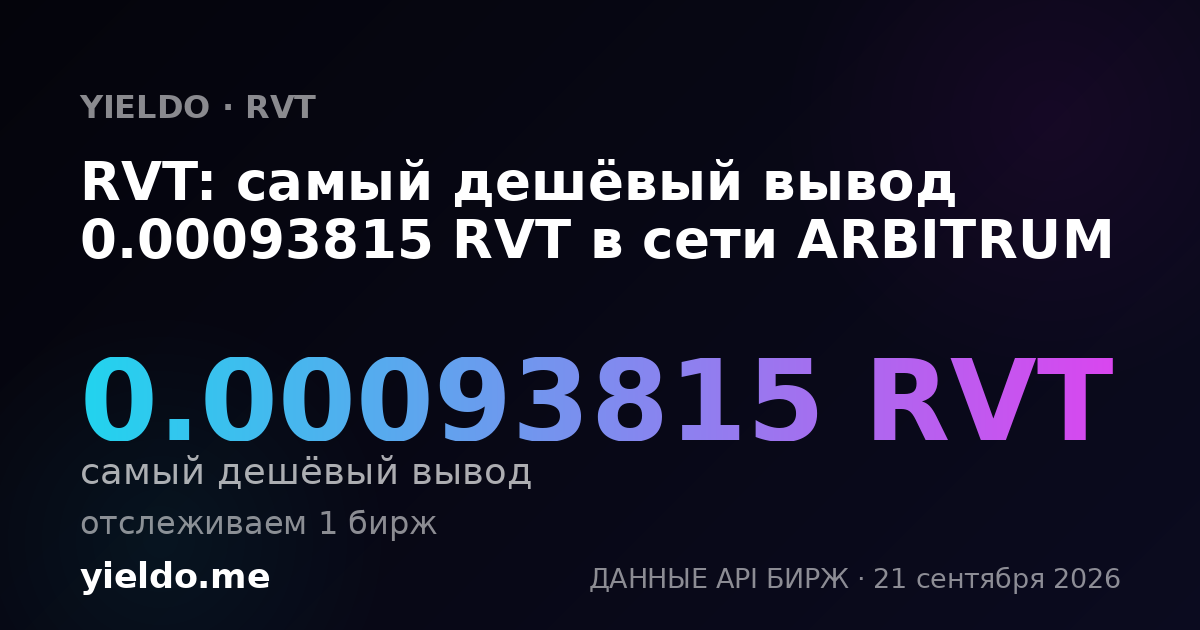 RVT: самый дешёвый вывод 0.00093815 RVT в сети ARBITRUM