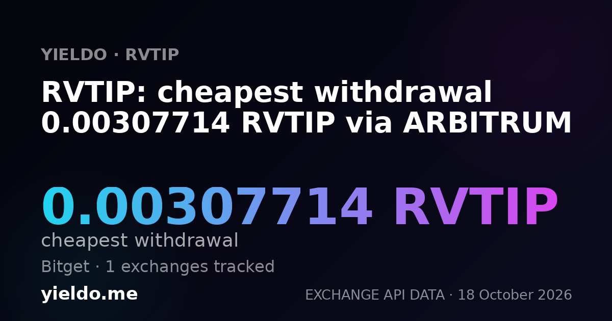RVTIP: cheapest withdrawal 0.00307714 RVTIP via ARBITRUM