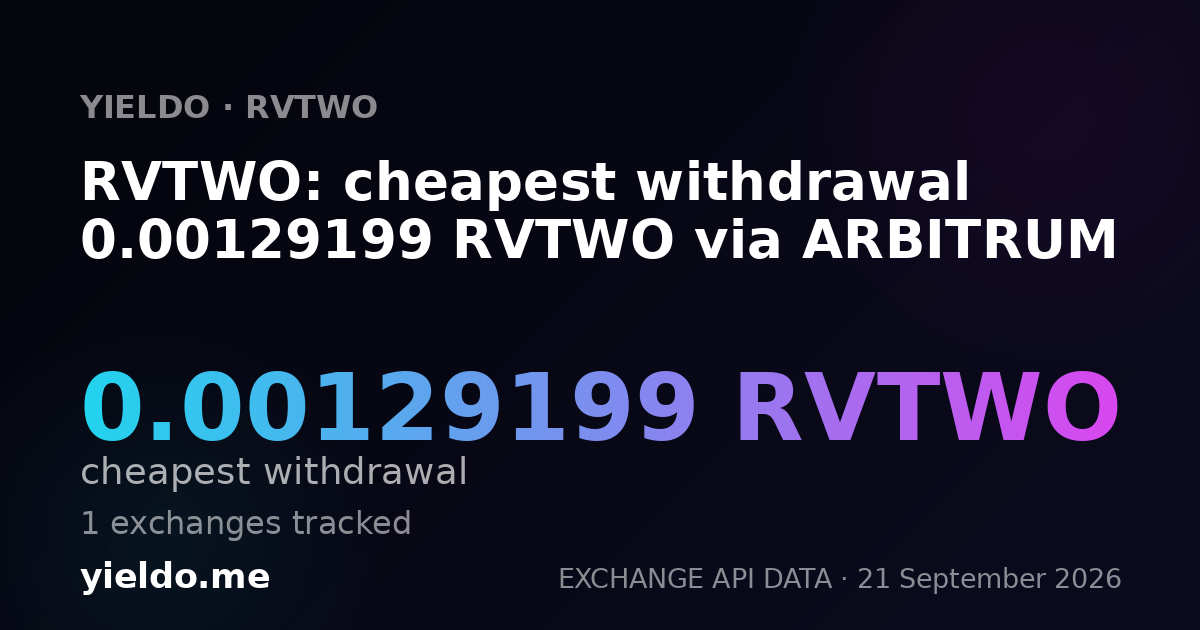 RVTWO: cheapest withdrawal 0.00129199 RVTWO via ARBITRUM