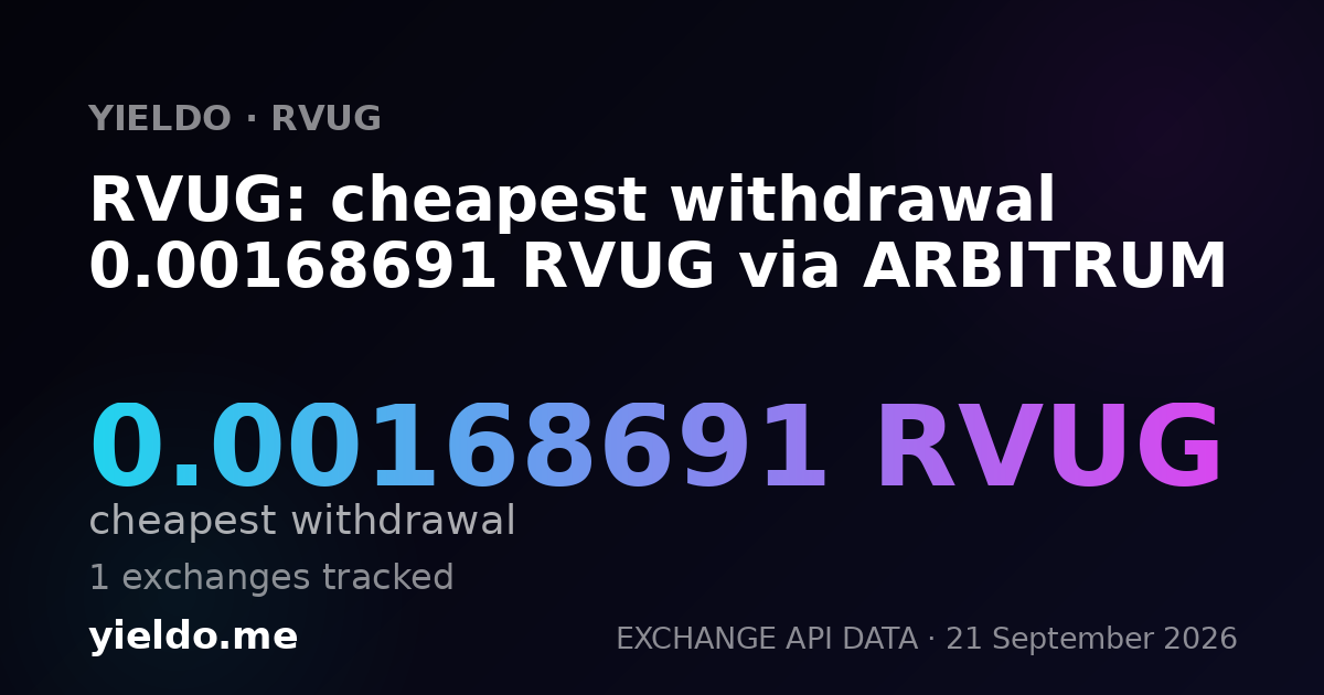 RVUG: cheapest withdrawal 0.00168691 RVUG via ARBITRUM
