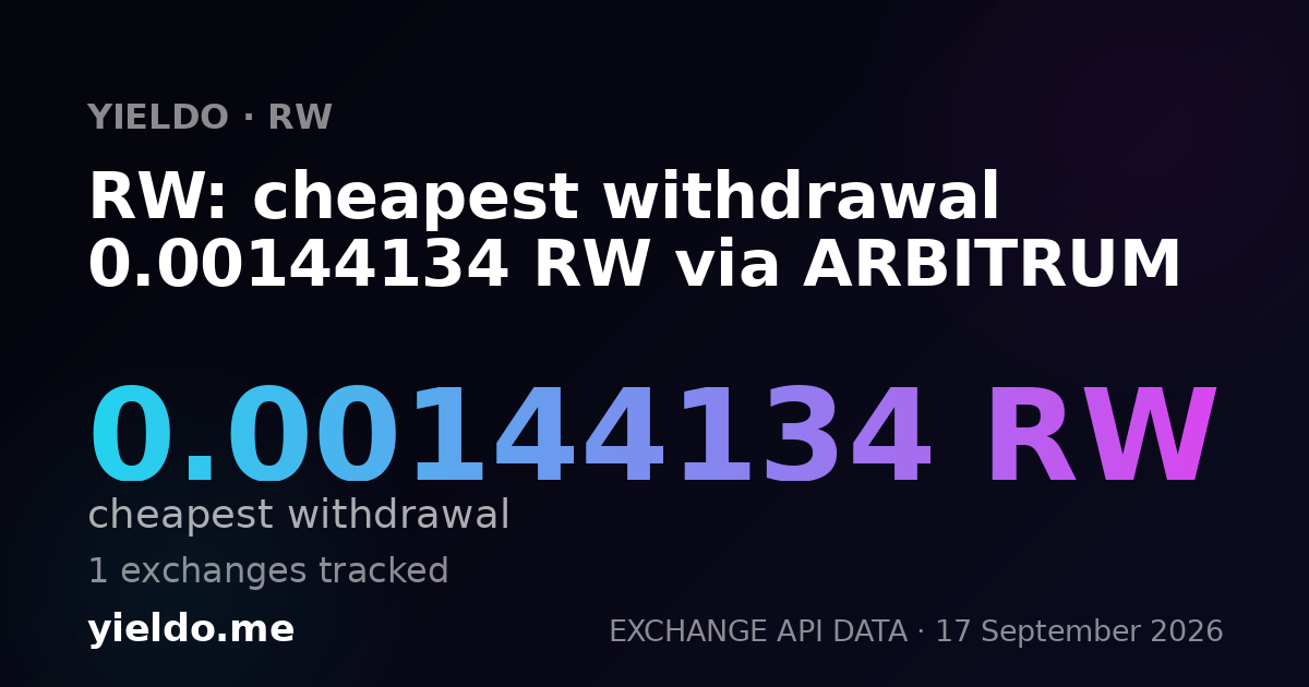 RW: cheapest withdrawal 0.0014476 RW via ARBITRUM