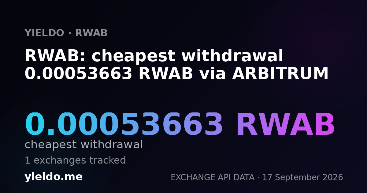 RWAB: cheapest withdrawal 0.00054276 RWAB via ARBITRUM