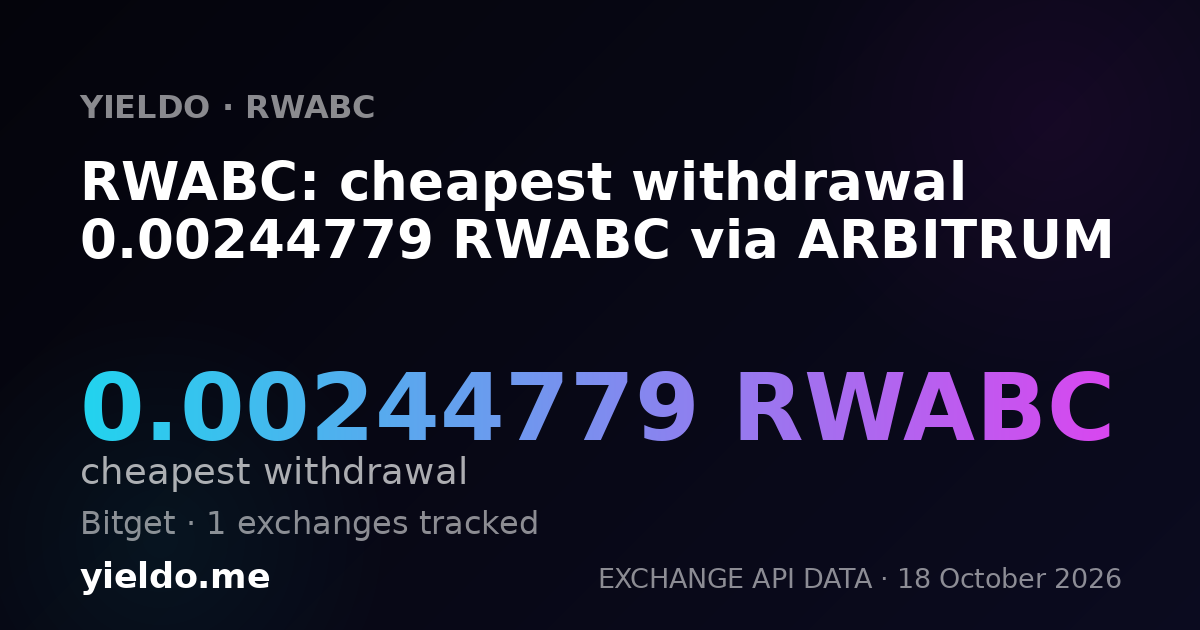 RWABC: cheapest withdrawal 0.00244779 RWABC via ARBITRUM