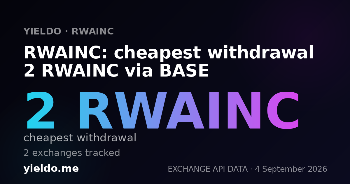 RWAINC: cheapest withdrawal 2 RWAINC via BASE