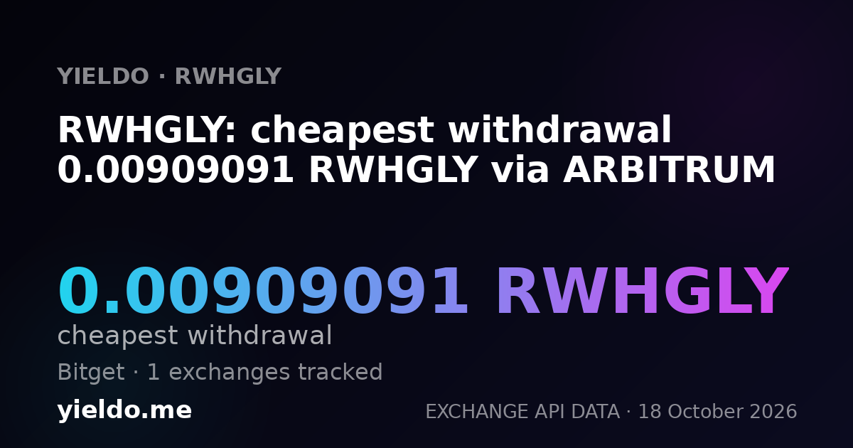 RWHGLY: cheapest withdrawal 0.00909091 RWHGLY via ARBITRUM
