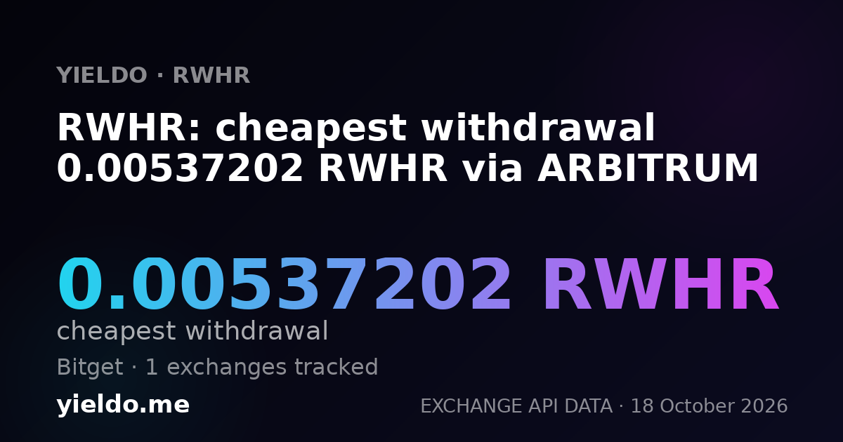 RWHR: cheapest withdrawal 0.00537202 RWHR via ARBITRUM