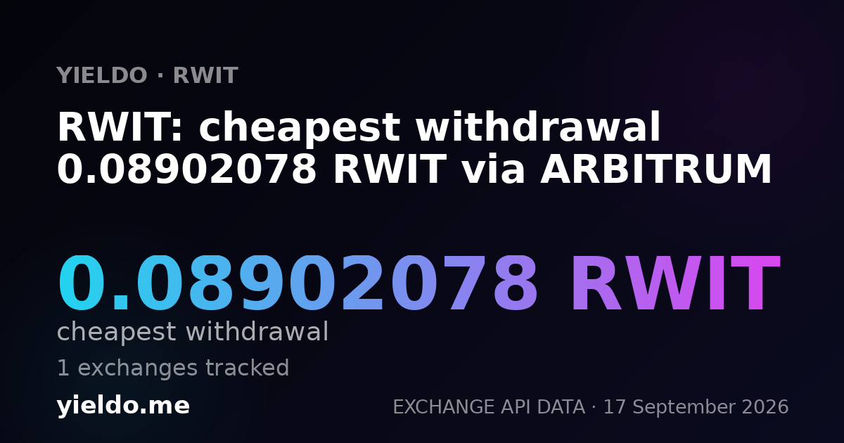 RWIT: cheapest withdrawal 0.08571429 RWIT via ARBITRUM