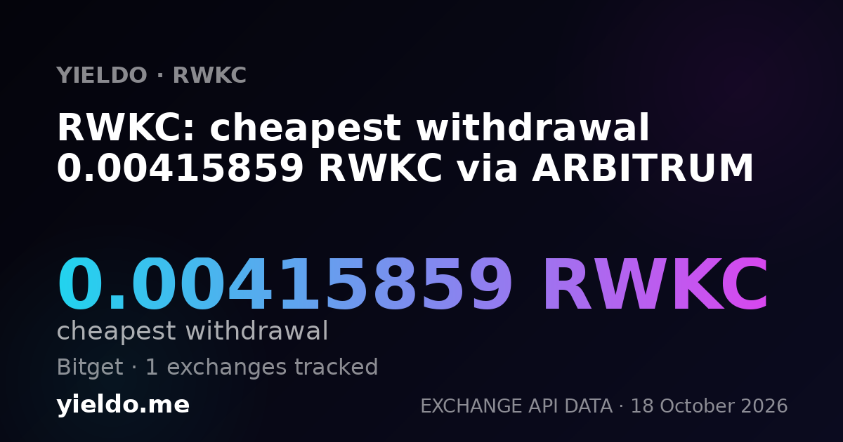 RWKC: cheapest withdrawal 0.00415859 RWKC via ARBITRUM