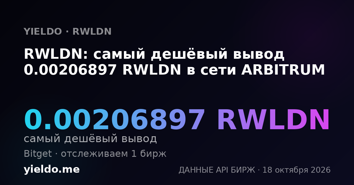 RWLDN: самый дешёвый вывод 0.00206897 RWLDN в сети ARBITRUM