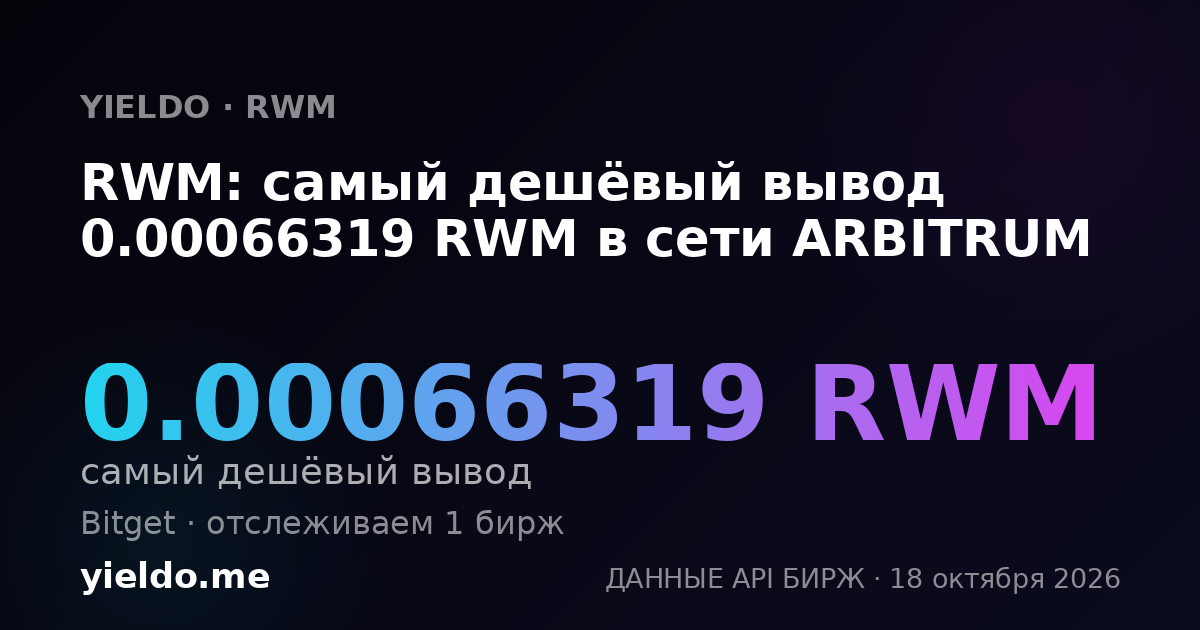 RWM: самый дешёвый вывод 0.00066319 RWM в сети ARBITRUM
