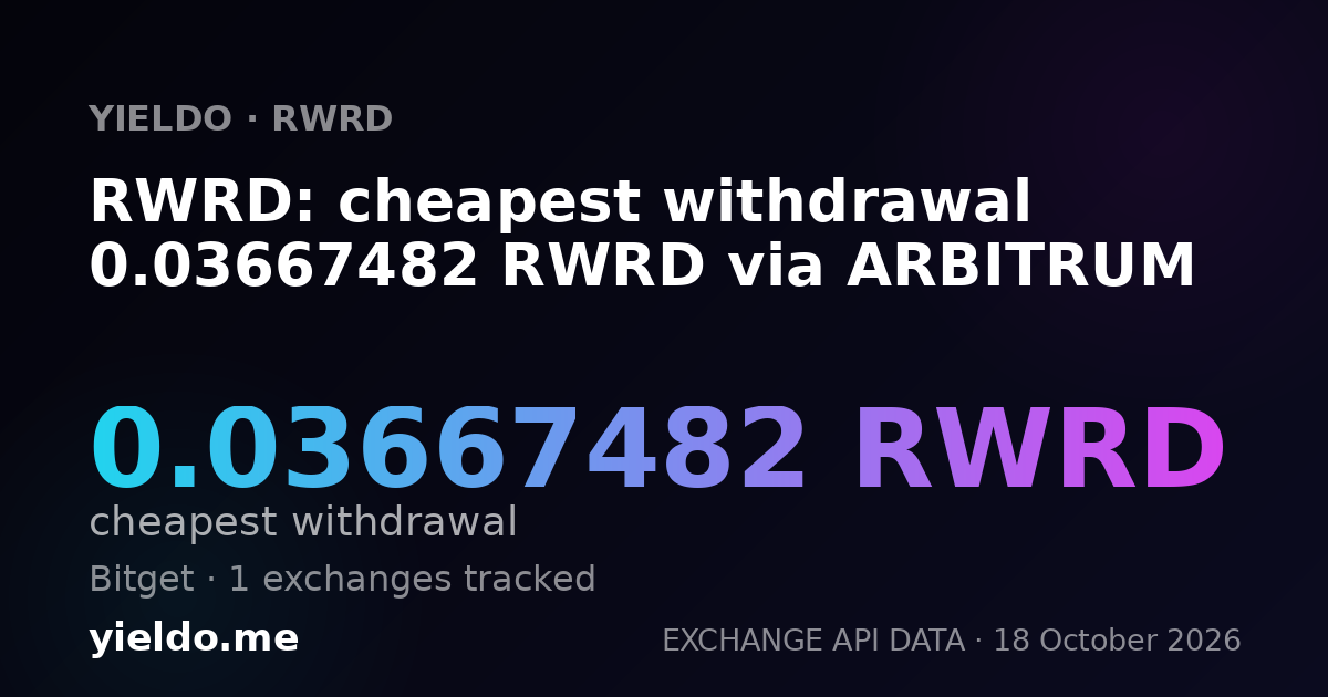 RWRD: cheapest withdrawal 0.03667482 RWRD via ARBITRUM