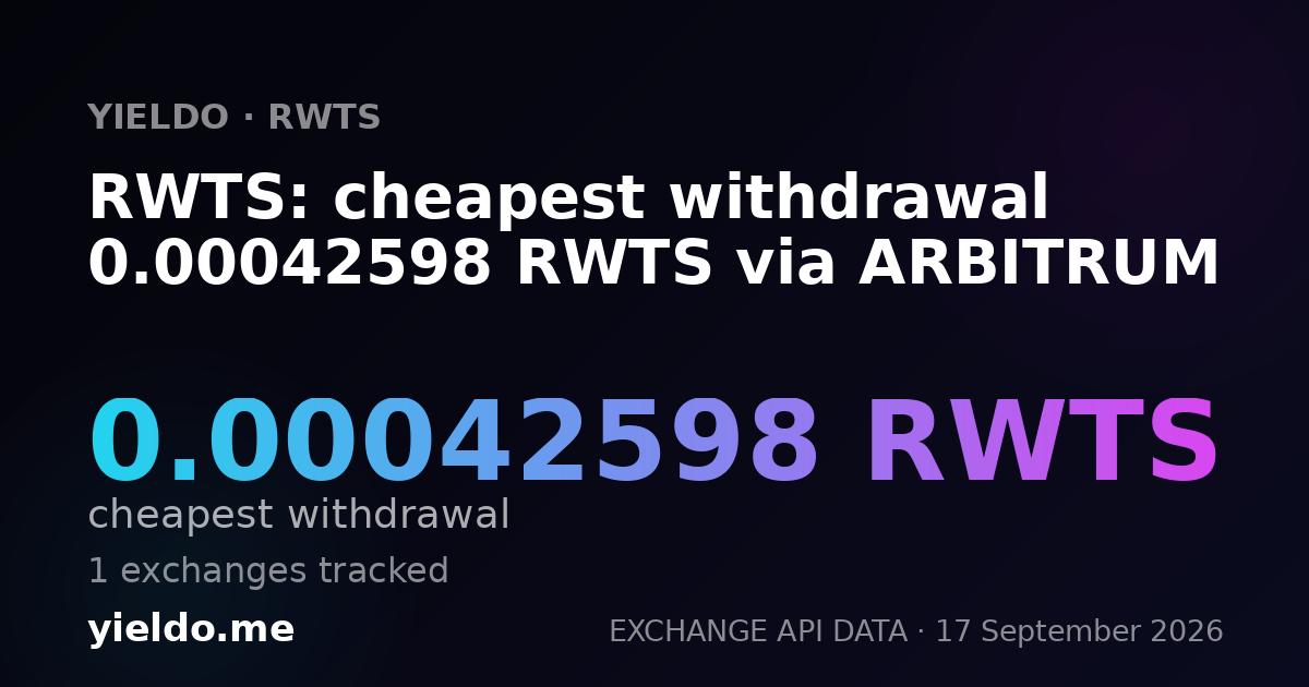 RWTS: cheapest withdrawal 0.00042776 RWTS via ARBITRUM