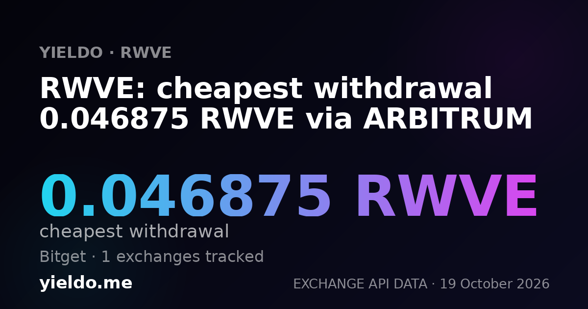 RWVE: cheapest withdrawal 0.046875 RWVE via ARBITRUM