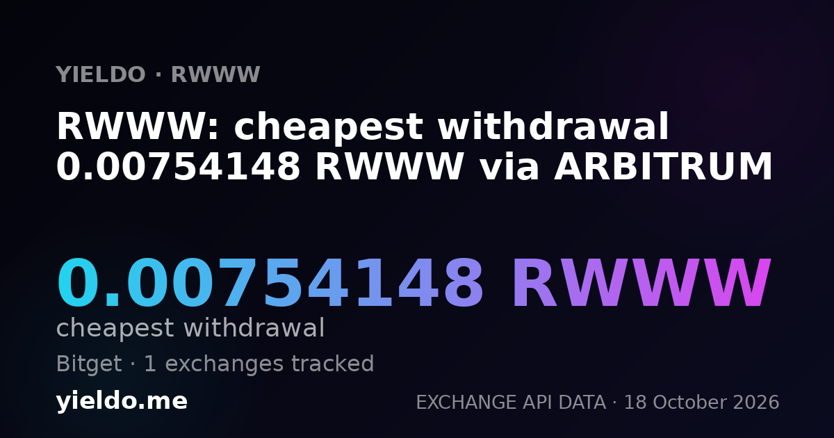 RWWW: cheapest withdrawal 0.00754148 RWWW via ARBITRUM