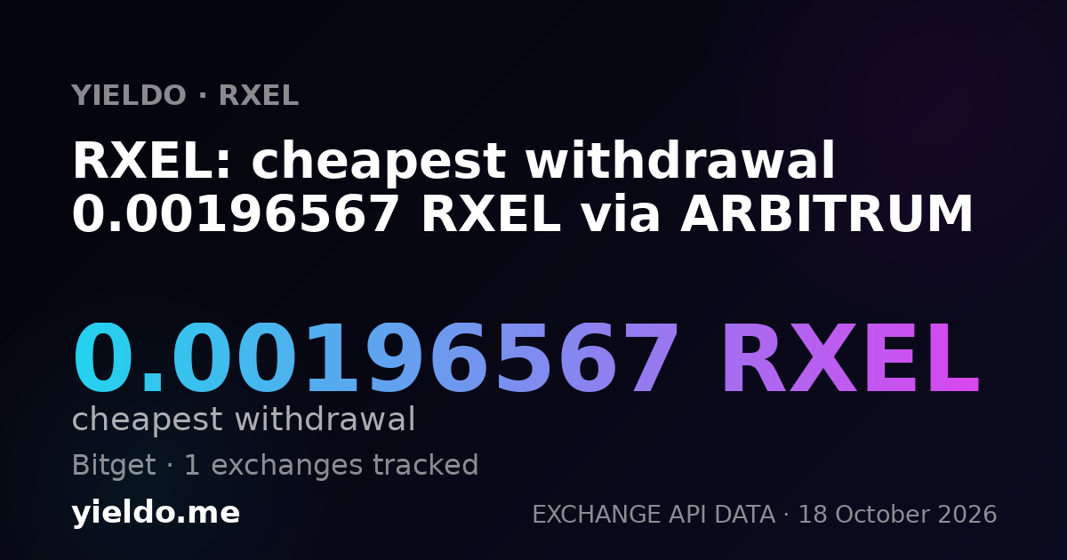 RXEL: cheapest withdrawal 0.00196567 RXEL via ARBITRUM