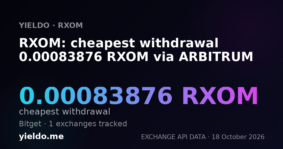 RXOM: cheapest withdrawal 0.00083876 RXOM via ARBITRUM