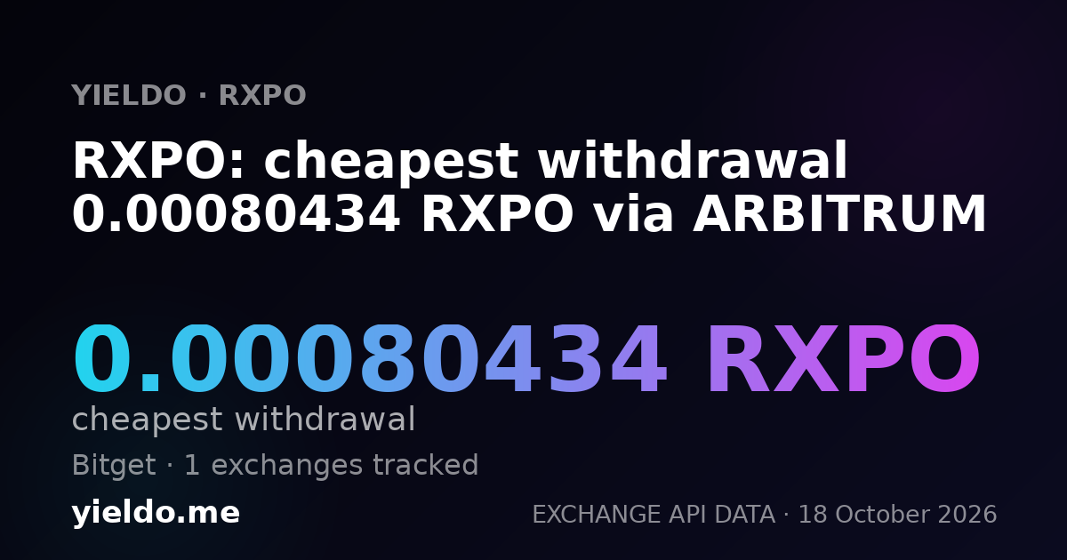 RXPO: cheapest withdrawal 0.00080434 RXPO via ARBITRUM